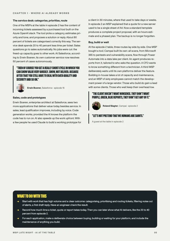 Page from the white paper AI at the table