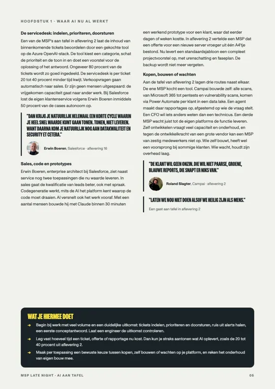 Pagina uit de white paper AI aan tafel